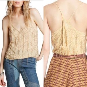 Free people golden beaded tank top Large NWT